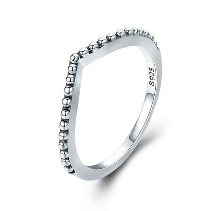WOSTU Simple Rings 100% 925 Sterling Silver Shimmering Wish Stackable Ring for Women Wedding