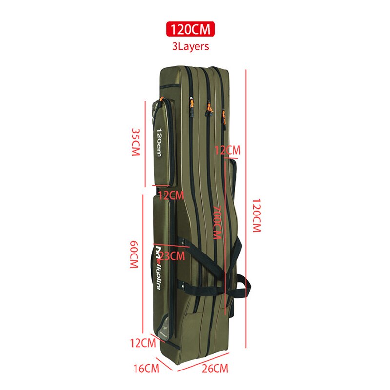 Oxford Fishing Bag Thicken 2/3 Layers 120cm Portable Fishing Tackle Bag Folding Fishing Rod Handbag Big Capacity Backpack XA115G