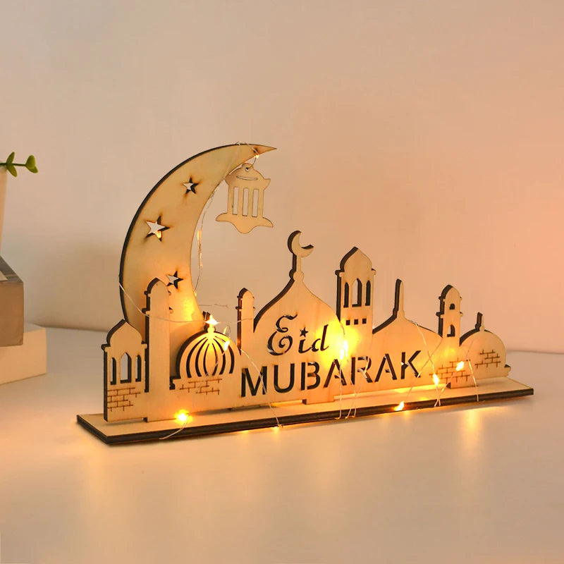 Eid Mubarak Wooden Ornament Ramadan Decorations for Home Islamic Muslim Party Supplies Eid Al Adha Favor Ramadan Kareem