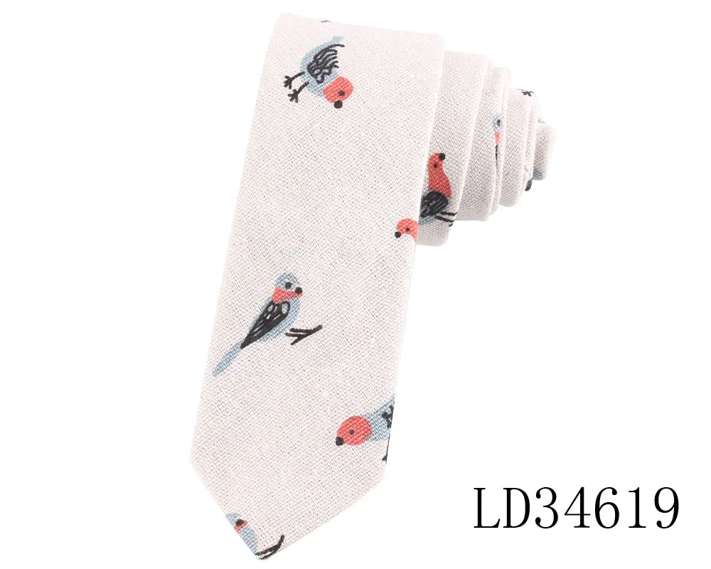 CartoonSkinny Tie for Men Women Narrow Neck Tie for Wedding Casual Cartoon Neckties Classic Suits Slim Cotton Linen Neck Ties