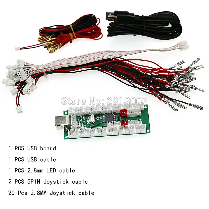 2 Players Arcade Zero Delay USB Encoder PC PS3 Raspberry Pi Android Joystick Board 5v LED Push Button Controller DIY