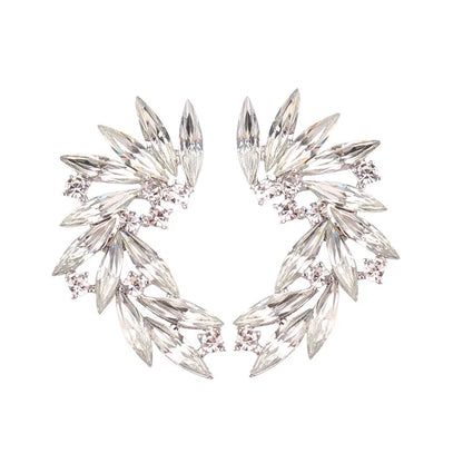 LUBOV Shining Rhinestone Wings Stud Earrings Acrylic Crystal Stone Women Piercing Earrings Trendy Wedding Jewelry Christmas