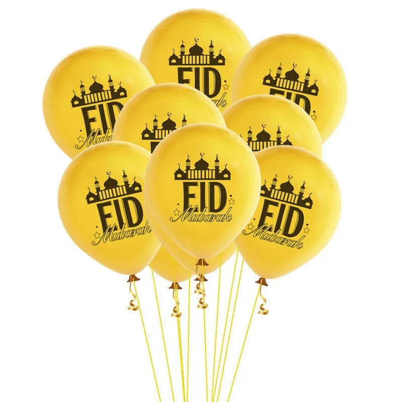 10pcs Eid Mubarak Latex Balloon Balloons Ramadan Kareem Decoration Ramadan Mubarak Muslim Islamic Festival Party DIY Decorations