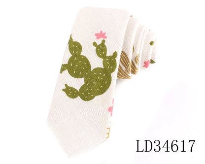 CartoonSkinny Tie for Men Women Narrow Neck Tie for Wedding Casual Cartoon Neckties Classic Suits Slim Cotton Linen Neck Ties