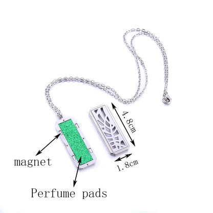 New Square Aromatherapy Necklace Stainless Steel Open Perfume Locket Essential Oils Diffuser Necklace Aroma Jewelry
