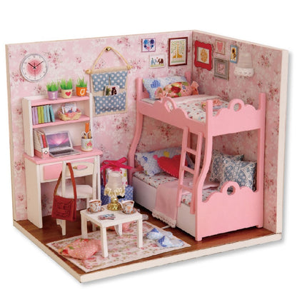 Doll House Furniture Diy Miniature 3D Wooden Miniaturas Dollhouse Toys for Children Birthday Casa Kitten Diary H013