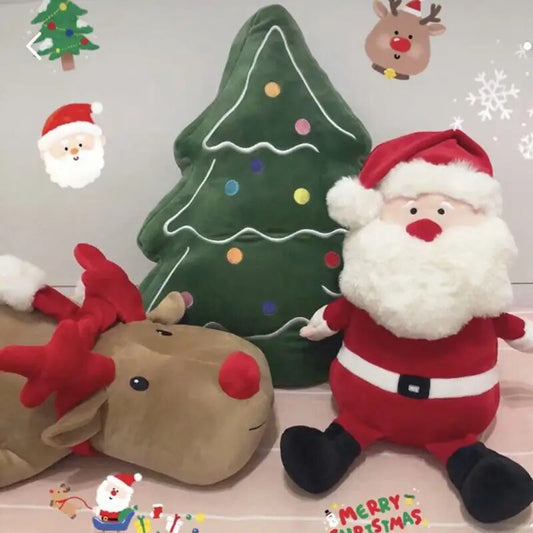 Merry Christmas Decorative Throw Pillows Xmas Tree Reindeer Gnome Soft 3D Shaped Cushion Cute Stuffed Cartoon Doll Plush Toy