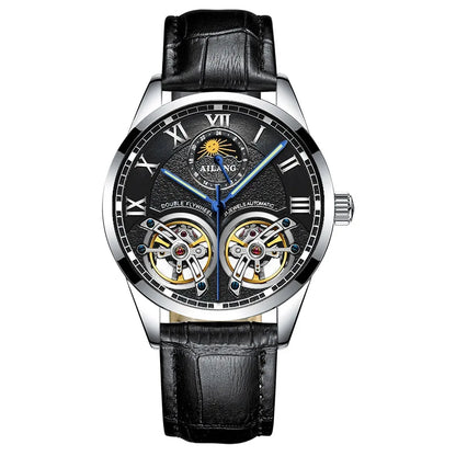 AILANG Original Design Men's Double Flywheel Automatic Mechanical Watch Fashion Leisure Business Luxury Clock