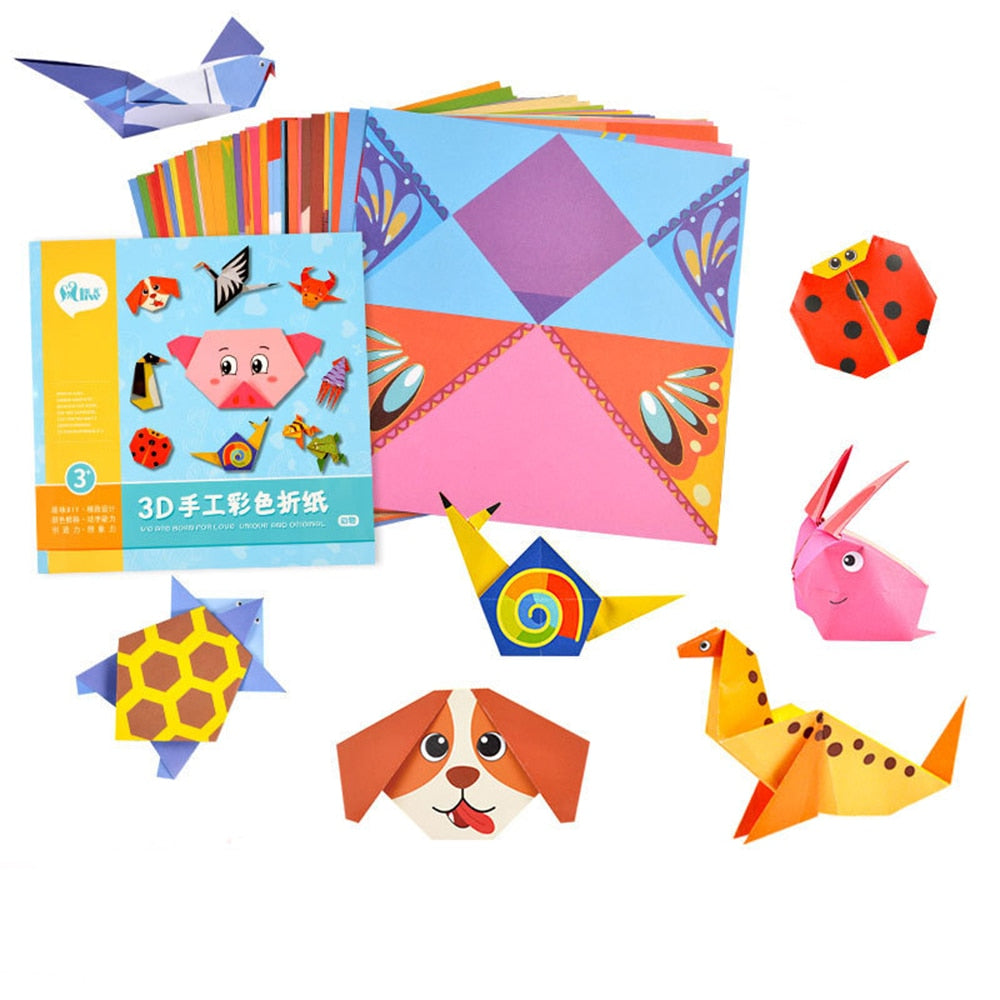 108 Pages Montessori Toys Cartoon Animal Origami Paper DIY Kids Craft Toy Handcraft Parper Art Educational Toy for Children