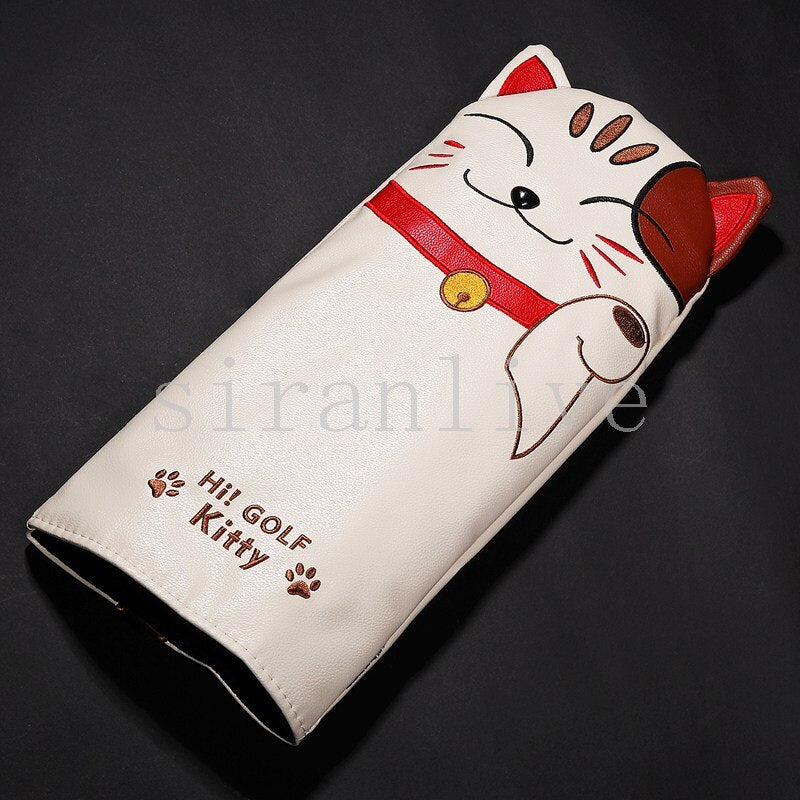 Money Cat PU Leather Golf Headcovers Head Covers Driver FW UT Utility With Number Tag