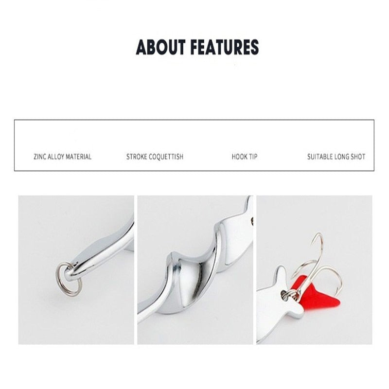 1PCS 10g 14g 21g 28g Rotating Metal Spinner Spoon Fishing Lure Hard Baits for Trout Pike Pesca Peche Treble Hook Tackle