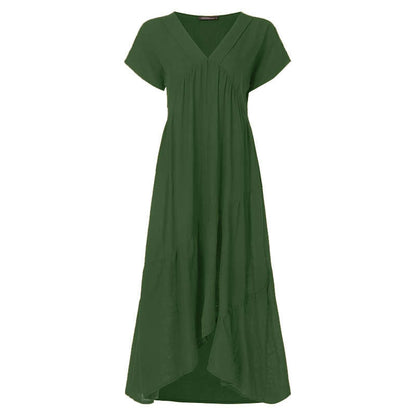 Bohemian Summer Womens Sundress ZANZEA Fashion v Neck Midi Vestidos Female Solid Ruffle Dresses Asymmetrical Robe