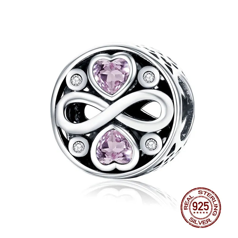 WOSTU 925 Sterling Silver Animal Cat Charm Pendant Heart Family Ladybug Bee Beads Fit Original Bracelet DIY Jewelry for Women