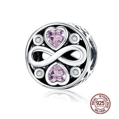 WOSTU 925 Sterling Silver Animal Cat Charm Pendant Heart Family Ladybug Bee Beads Fit Original Bracelet DIY Jewelry for Women