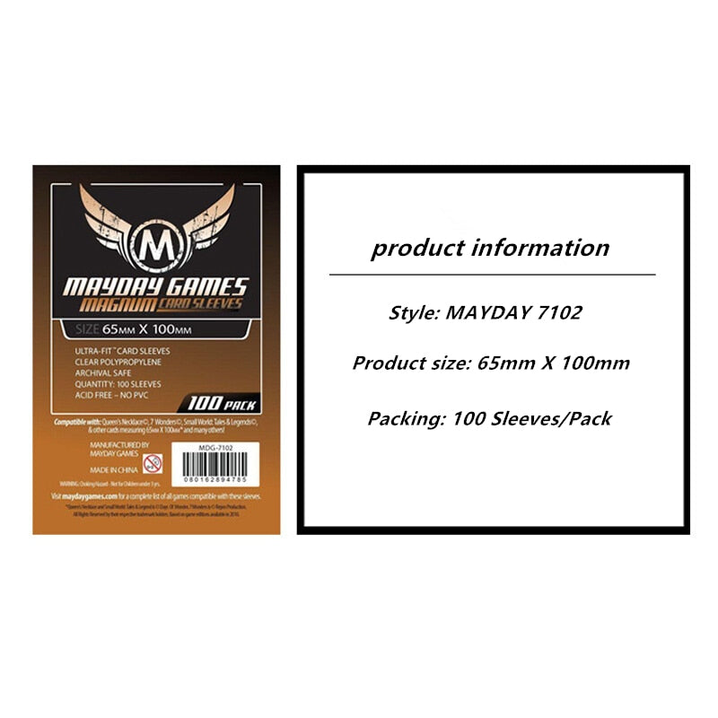100 Sleeves Board Games MAYDAY Card Game Sleeve Protector Protective Clear Cards Sleeves