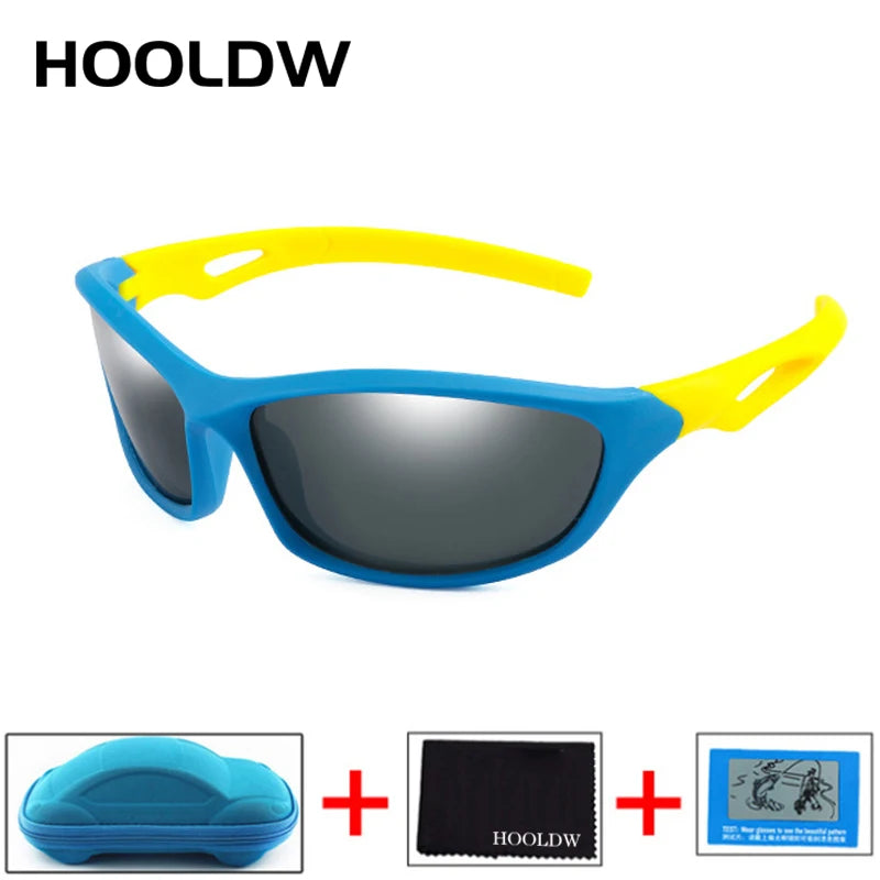 HOOLDW New Children Sunglasses Polarized Sun Glasses Silicone Flexible Baby Kids Glasses Boys Girls Sport Goggles UV400 Eyewear