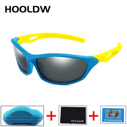 HOOLDW New Children Sunglasses Polarized Sun Glasses Silicone Flexible Baby Kids Glasses Boys Girls Sport Goggles UV400 Eyewear