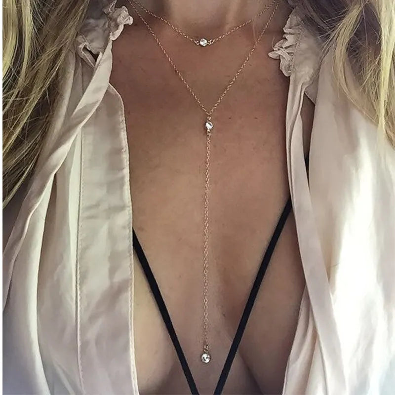 New Fashion Heart Leaf Moon Pendant Necklace Crystal Necklace Women Holiday Beach Statement Jewelry