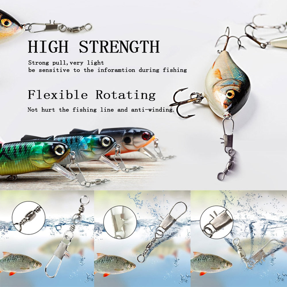 50pcs 14# to 3/0# Swivels Interlock Snap Fishing Lure Tackles Gear Accessories Connector Swivels Pin Bearing Rolling Solid Tool
