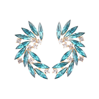 LUBOV Shining Rhinestone Wings Stud Earrings Acrylic Crystal Stone Women Piercing Earrings Trendy Wedding Jewelry Christmas
