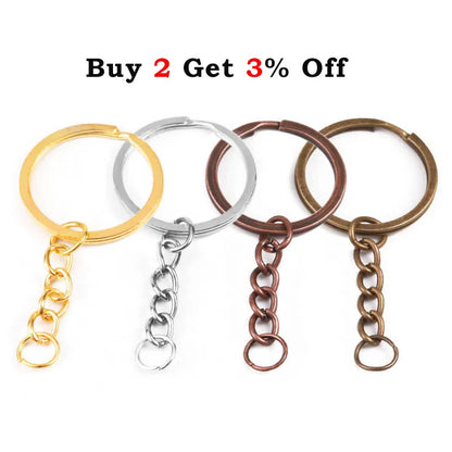 Louleur Key Chain Key Ring Keychain Bronze Rhodium Gold Color 28mm Long Round Split Keyrings DIY Jewelry Making