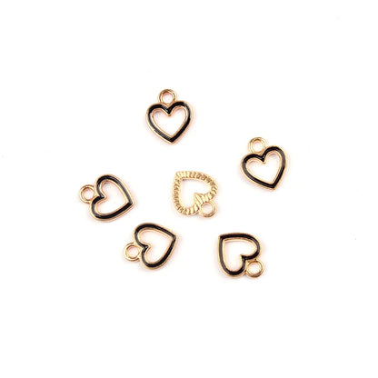 50pcs/Lot  Zinc Alloy Charms Enamel Mini Sweet Heart Hollow Charms for DIY Necklaces Bracelets Jewelry Making Accessories