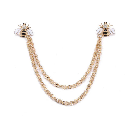 Cute Bee Vintage Brooches Pins Animal Alloy Metal Chain Brooch Broches Man Suit Shirt Collar Tassel Lapel Pin Women Jewelry