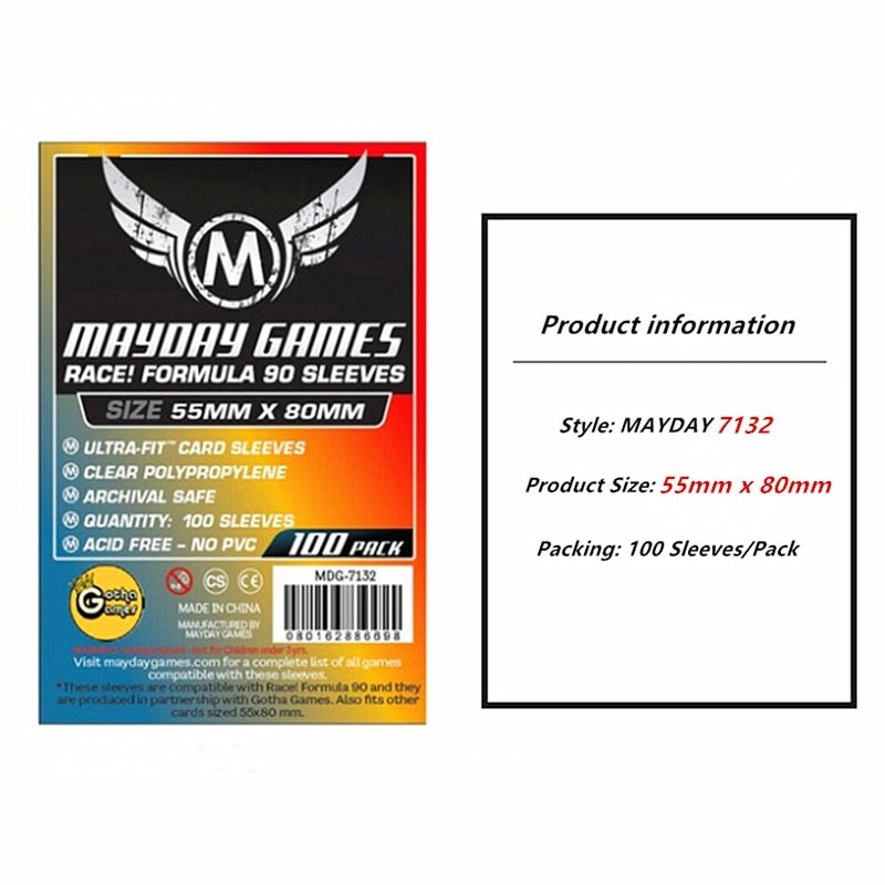 100 Sleeves Board Games MAYDAY Card Game Sleeve Protector Protective Clear Cards Sleeves