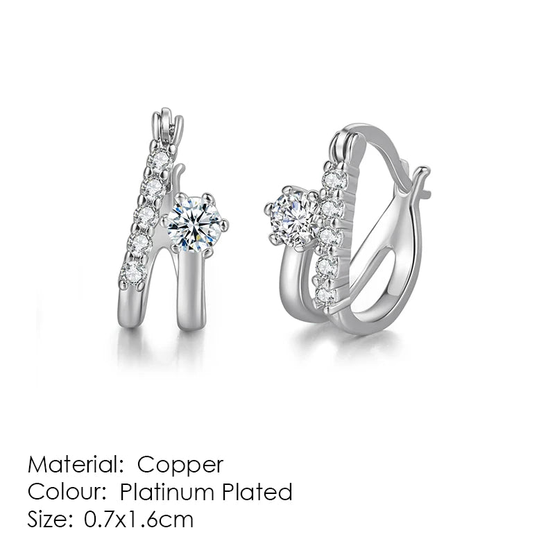 ZHOUYANG Stud Earrings for Women Classic Six Claw Clear AAA+Cubic Zirconia Rose Gold Color Fashion Jewelry for Girls KAE094