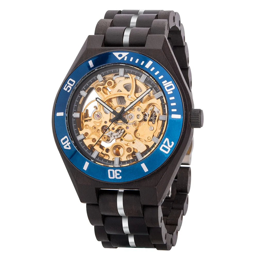 Wooden Automatic Mechanical Watch Men Wristwatch BOBO BIRD Top Luminous Hands Clock Custom Relogio Masculino