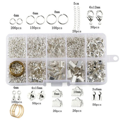 Jewelry Findings Tool Set Open Jump Ring/Lobster Clasp/Tail Chain/Clip Buckle/Drop Kit/Earring Hooks/ for DIY Jewelry Making