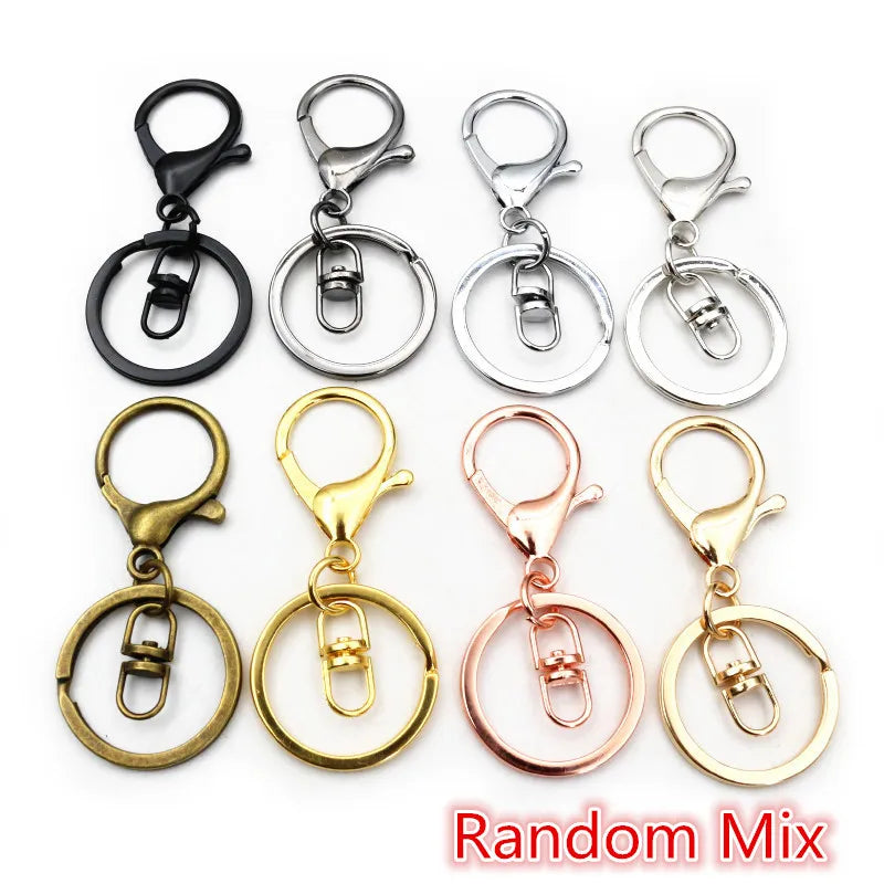 5pcs/Lot 30mm Key Ring Long 70mm Popular Classic 11 Colors Plated Lobster Clasp Key Hook Chain Jewelry Making for Keychain
