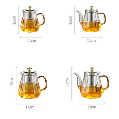 Glass Teapot Heat Resistant Tea Pot With Stainless Steel Tea Infuser Clear Tea K