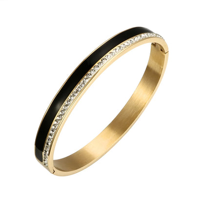 Beauty Stainless Steel Ceramic Resin Women Bracelets Luxury Ladies Crystal Charm Cuff Bangles Wedding Jewelry