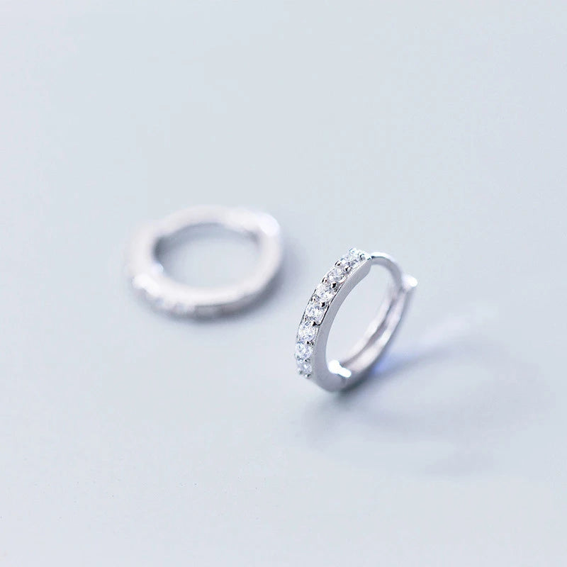 INZATT Real 925 Sterling Silver Minimalist Geometric Zircon Round Hoop Earrings for Women Party 2019 Fine Jewelry Accessory