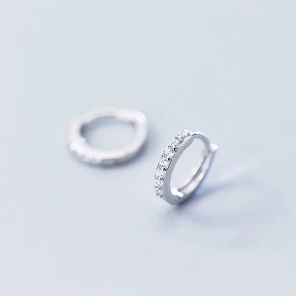 INZATT Real 925 Sterling Silver Minimalist Geometric Zircon Round Hoop Earrings for Women Party 2019 Fine Jewelry Accessory