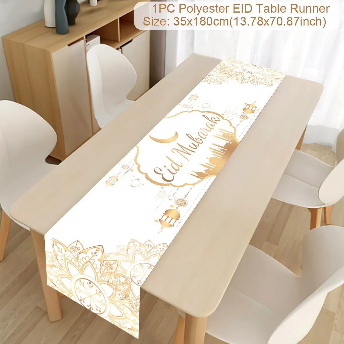 Ramadan Decor Table Runner EID Mubarak Decoration 2024 for Home Tablecloth Ramadan Kareem Islamic Muslim Party Eid Al Adha