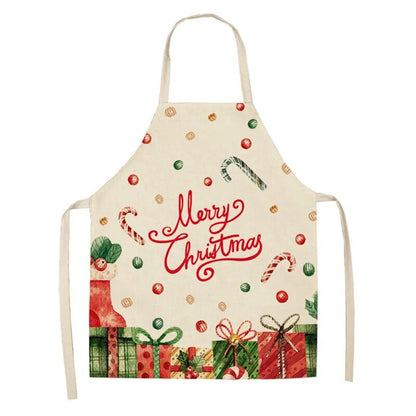 Linen Merry Christmas Apron Christmas Decorations for Home Kitchen Accessories Natal Navidad 2023 New Year Christmas