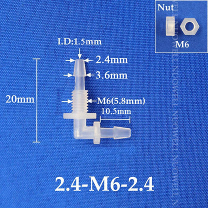 5~200pcs M6 M8 G1/8~g1/2 Thread to 2-12mm PP Bulkhead Union Elbow Connectors Hex Nut Aquarium Fish Tank Air Pump Hose Connector