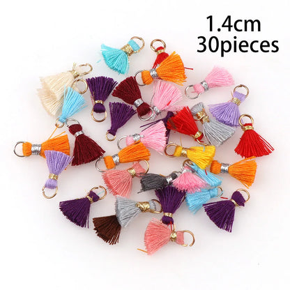 10~30pcs Mixed Types Tassel Findings Flower Silk Polyester Charms Pendant Drop Earring Tassel for Jewelry DIY Graft Making