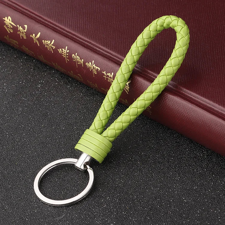 Handmade Knitted Rope Making Leather Rope Keychain for Women Men Rope for Hanging Bags Key Chain Porte Clef Chaveiro Keychains