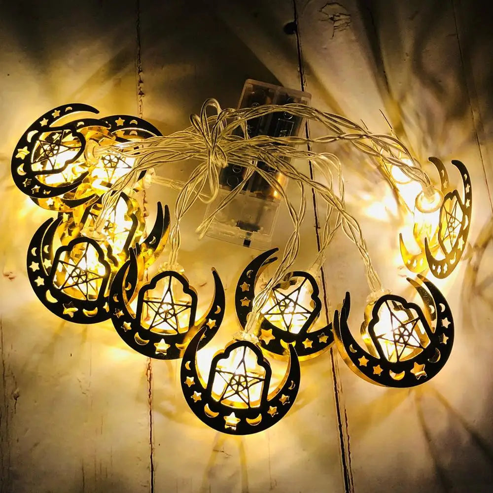 1.6M Moon Star Led Light String Eid Mubarak Decor Ramadan Decor for Home Muslim Islamic Decor Hajj Ramadan Kareem Eid Al Adha