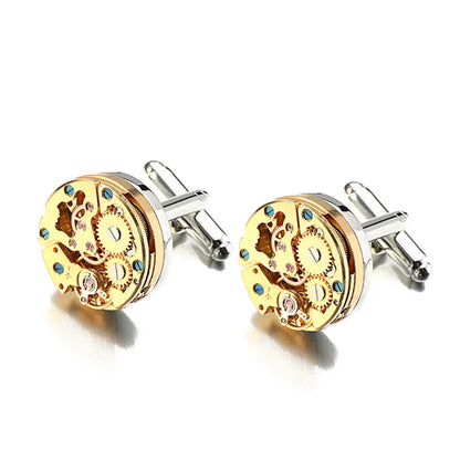 Hot Watch Movement Cufflinks for Immovable Stainless Steel Steampunk Gear Watch Mechanism Cuff Links for Mens Relojes Gemelos