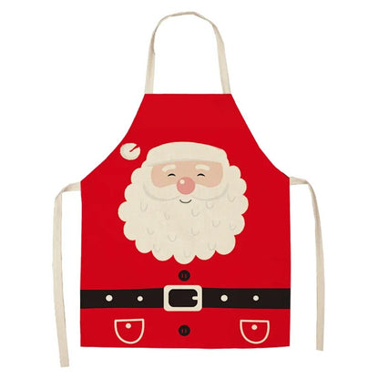 Linen Merry Christmas Apron Christmas Decorations for Home Kitchen Accessories Natal Navidad 2023 New Year Christmas
