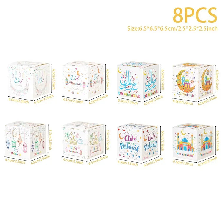 Eid Mubarak Candy Boxes Ramadan Decoration 2024 Eid Mubarak Ramadan Kareem Muslim Islamic Festival Party DIY Decor Supplies
