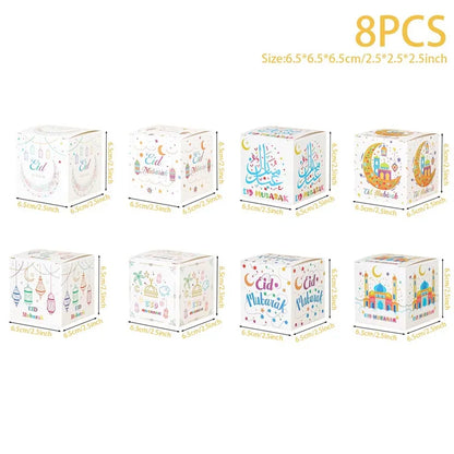 Eid Mubarak Candy Boxes Ramadan Decoration 2024 Eid Mubarak Ramadan Kareem Muslim Islamic Festival Party DIY Decor Supplies