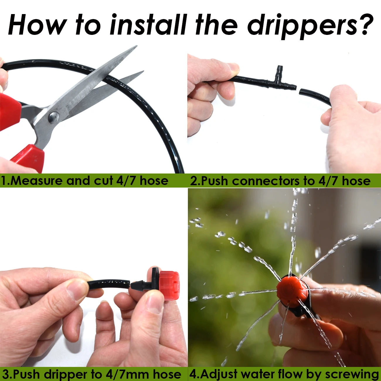 30-500pcs Adjustable 1/4 Irrigation Misting Dripper Sprinkler Emitter Micro Drip Garden Watering Tool Balcony Yard Greenhouse