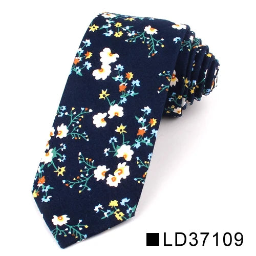 New Floral Tie for Men Women Skinny Cotton Neck Tie for Wedding Casual Mens Neckties Classic Suits Flower Print Neck Ties Cravat