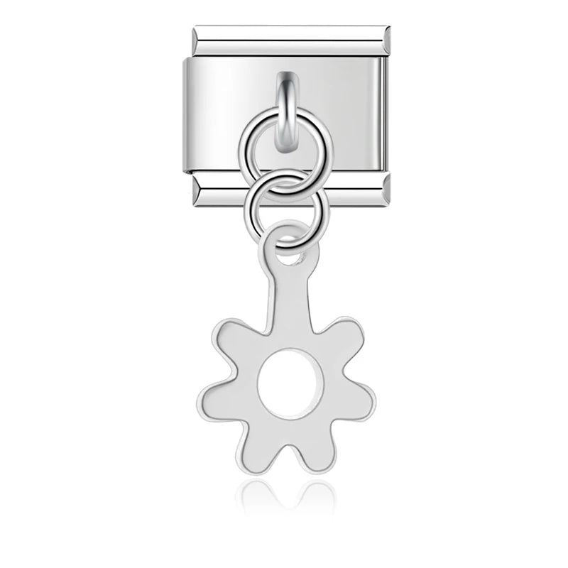 Hapiship 9mm Width New Original Daisy I Love You Heart Flower Italian Charm Fit Bracelet Stainless Steel Jewelry Making DJ047