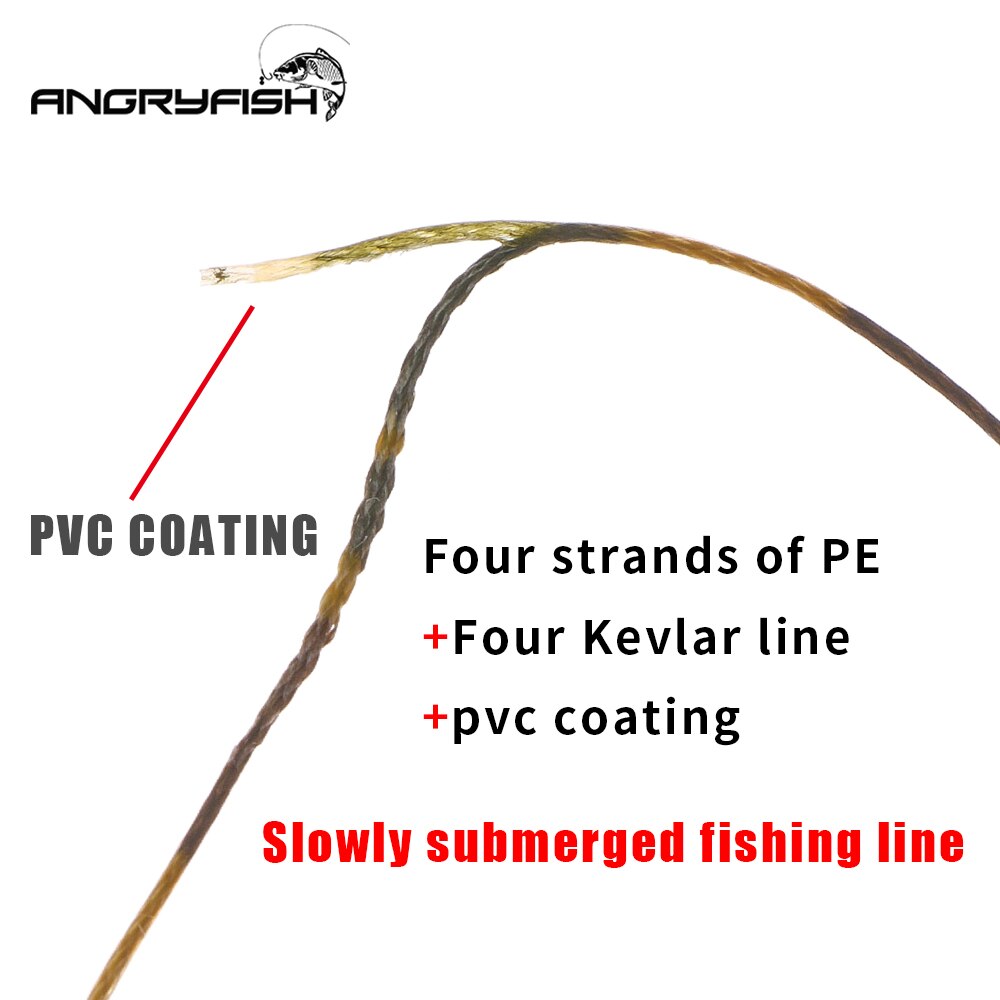 Angryfish 15m Carp Fishing Line Coated Hook Link 15LB 25LB 35LB